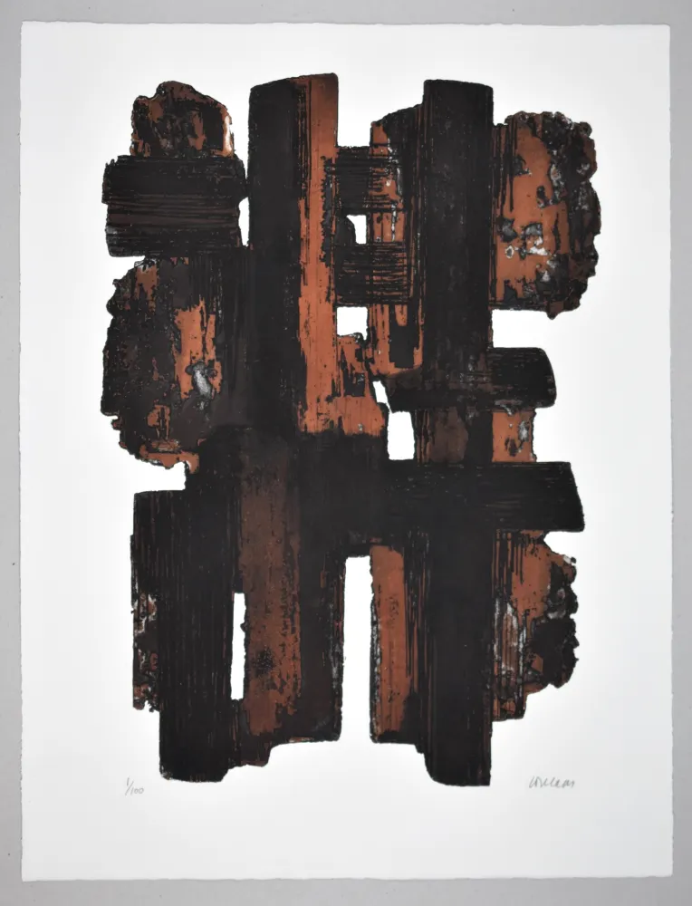 エッチング Soulages - EAU FORTE IX