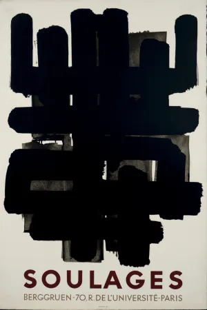 リトグラフ Soulages - Galerie Berggruen, 1958 - Deluxe edition!
