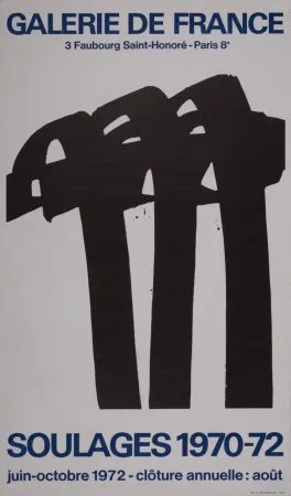 リトグラフ Soulages - Galerie de France, 1972 - Scarce!