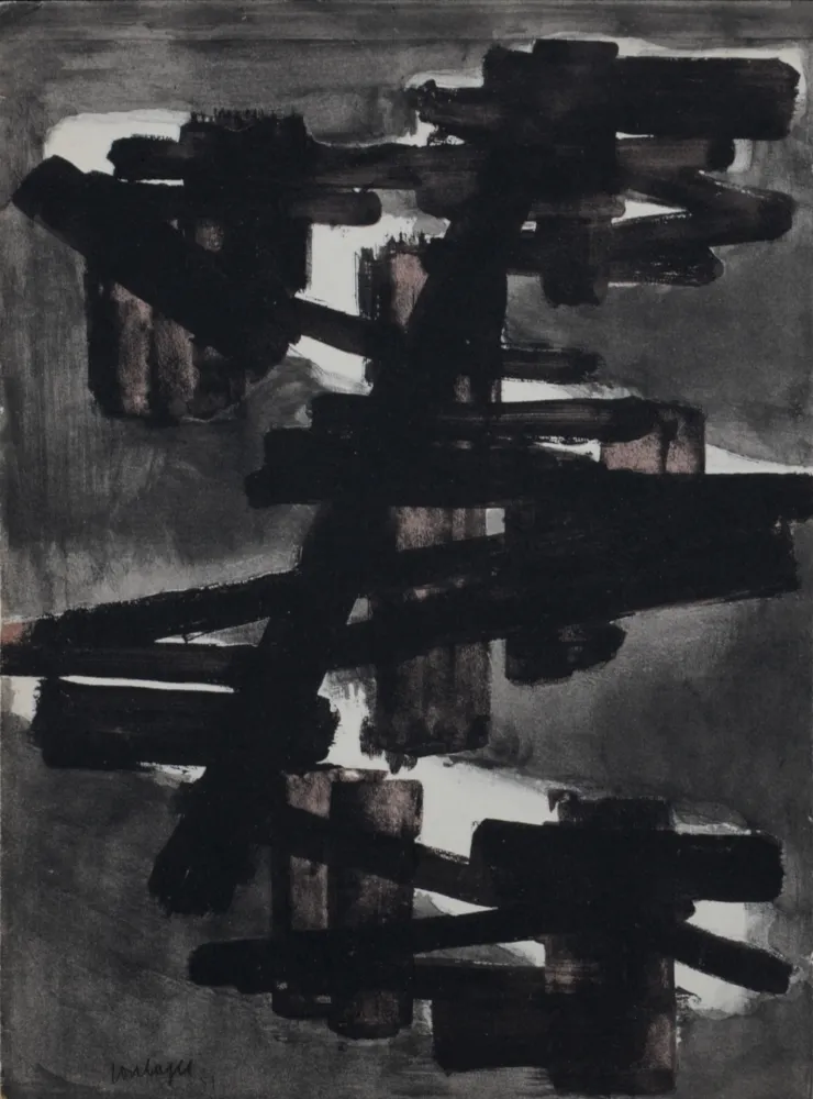 ステンシル Soulages - Les Temps Obscurs, 1953 - Very scarce!