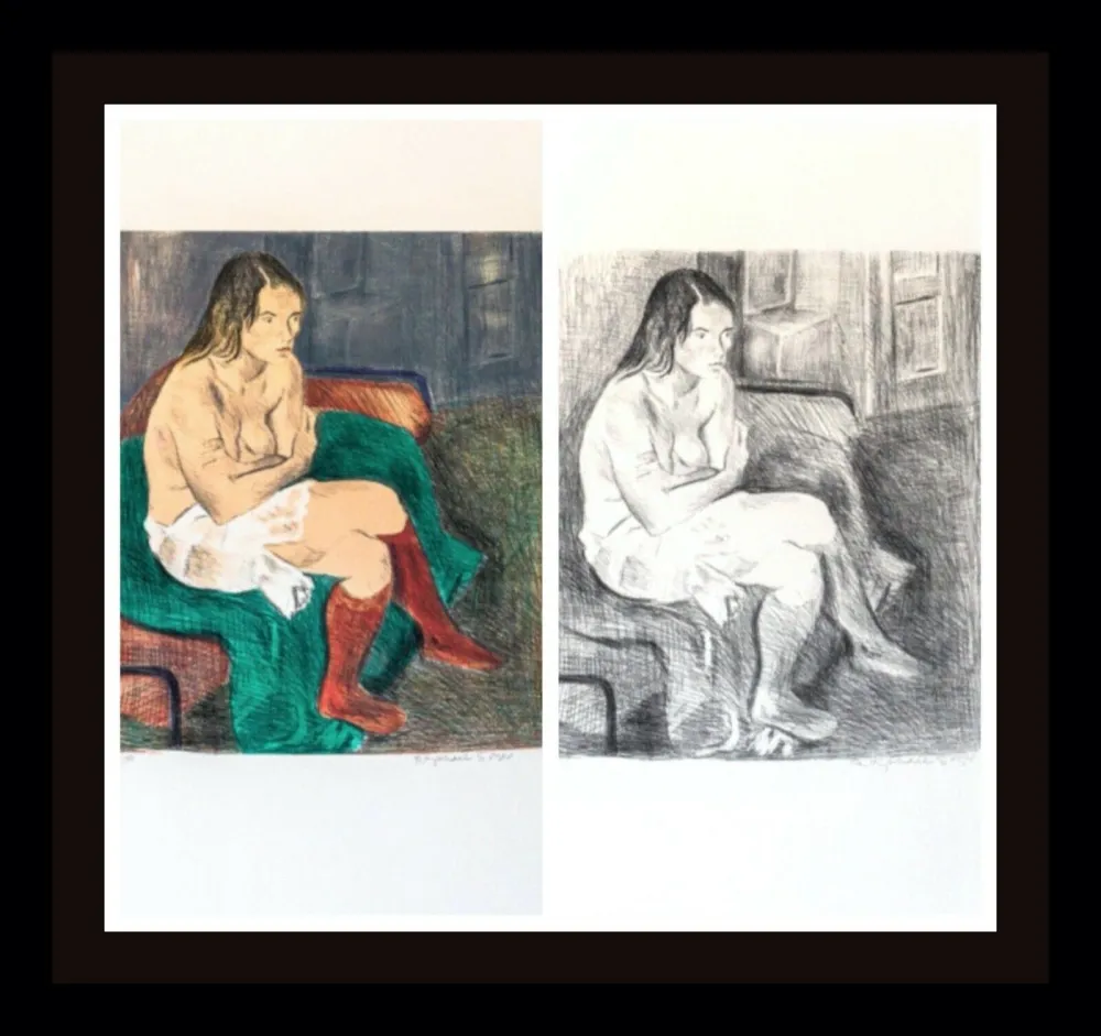 リトグラフ Soyer - Woman in Red Stockings Portfolio