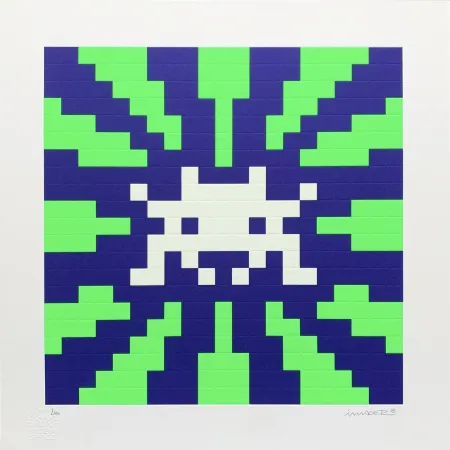 シルクスクリーン Space Invader - Sunset (Blue & Green)