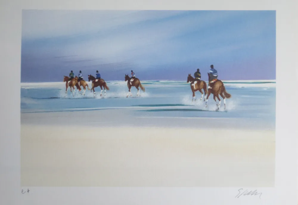 リトグラフ Spahn - Balade sur la plage