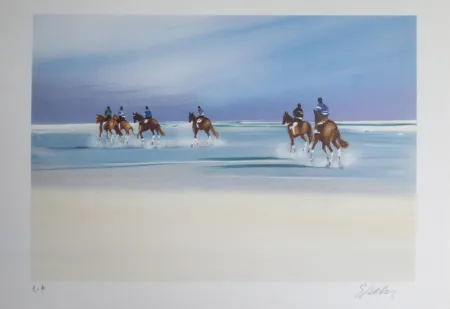 リトグラフ Spahn - Balade sur la plage