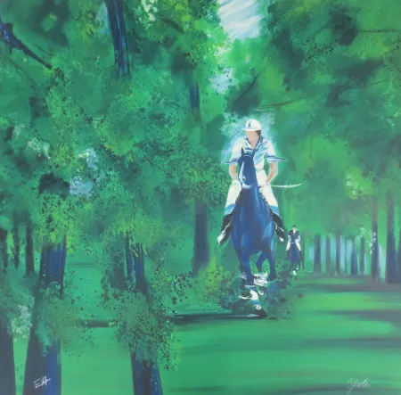 リトグラフ Spahn - Cavaliers dans la forêt