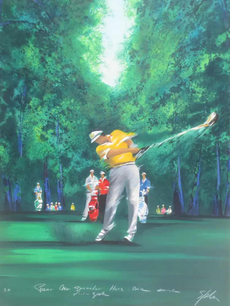 リトグラフ Spahn - Golfeur jaune II