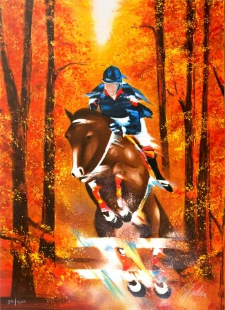 リトグラフ Spahn - Saut d'obstacles