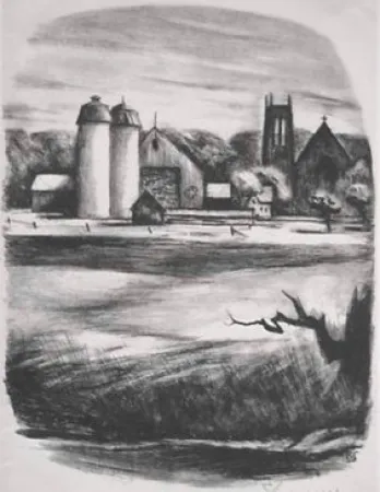 リトグラフ Spruance - Newtorn Towers