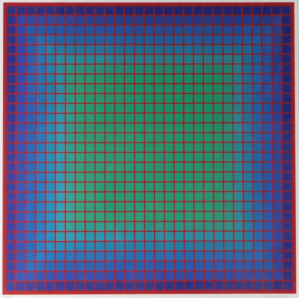 シルクスクリーン Stanczak - Conferring Blue