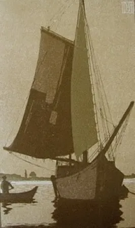 木版 Staschus - Vor Anker