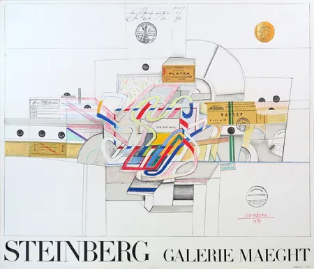 リトグラフ Steinberg - Saul Steinberg, Ticket via Airmail, Affiche en Lithographie, 1970