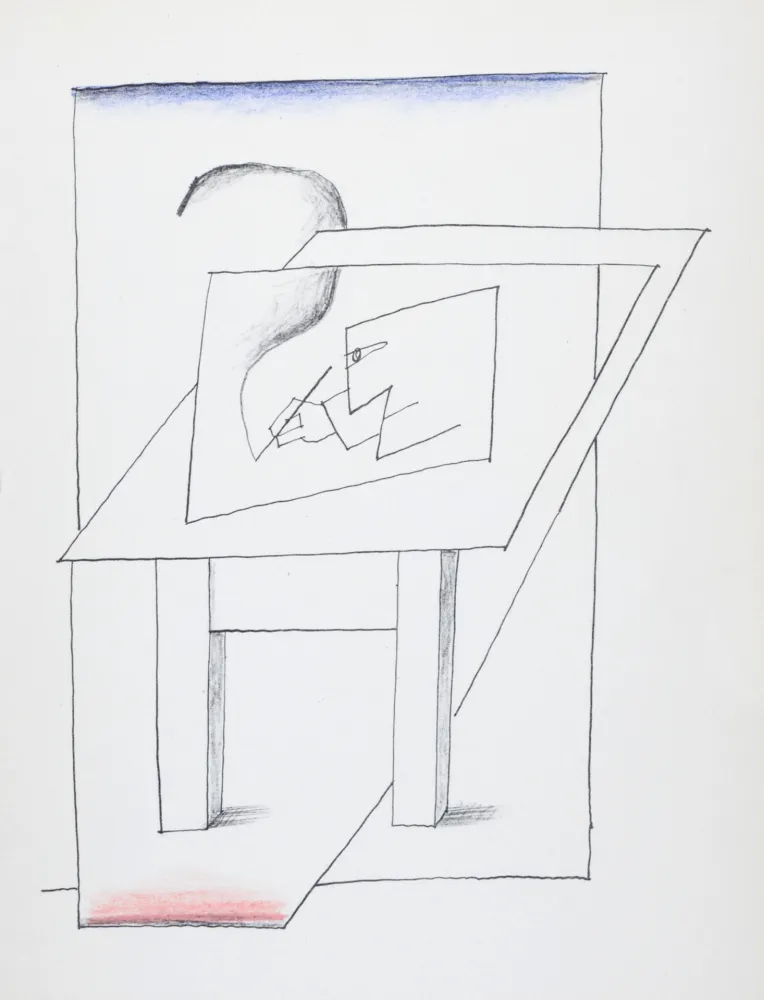 リトグラフ Steinberg - Un homme dessinant, 1966