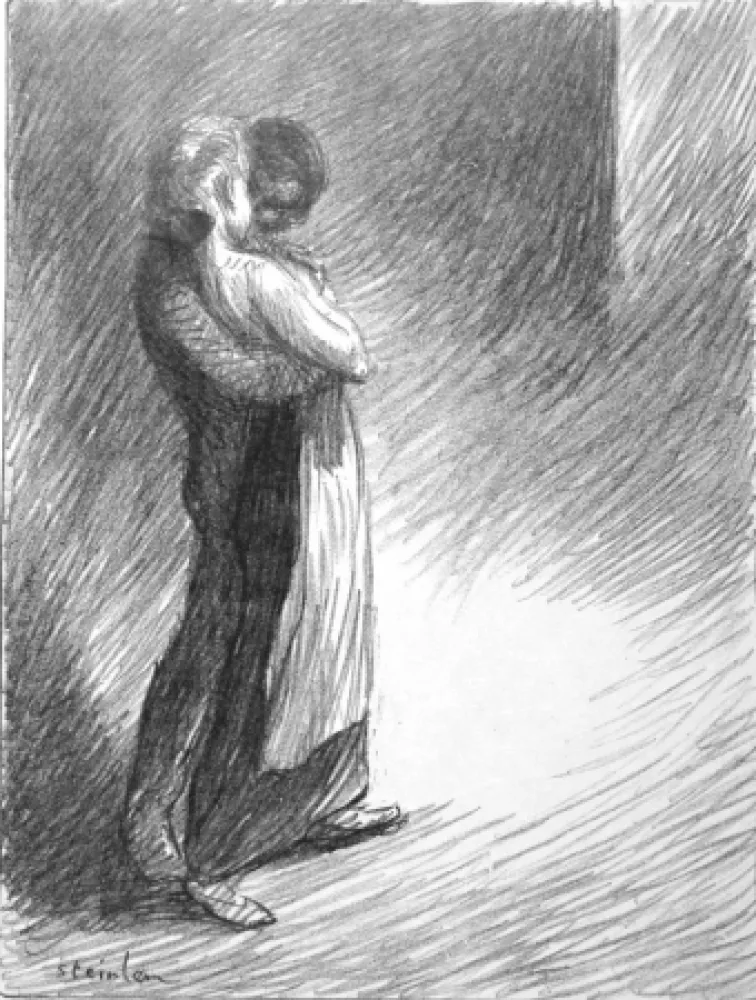 リトグラフ Steinlen - Il bacio