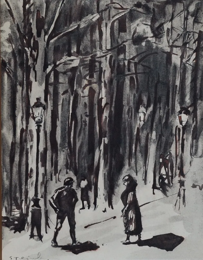 リトグラフ Steinlen - Steinlen et la rue