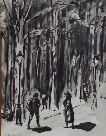 リトグラフ Steinlen - Steinlen et la rue