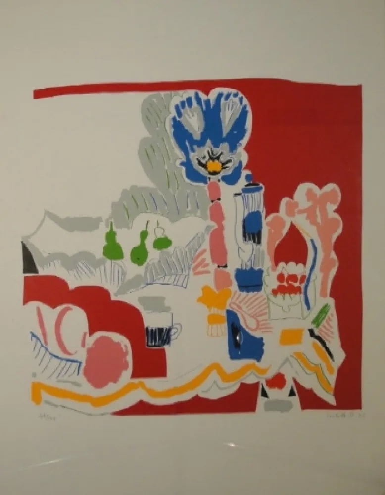 リトグラフ Stocker - Rotes Stillleben II