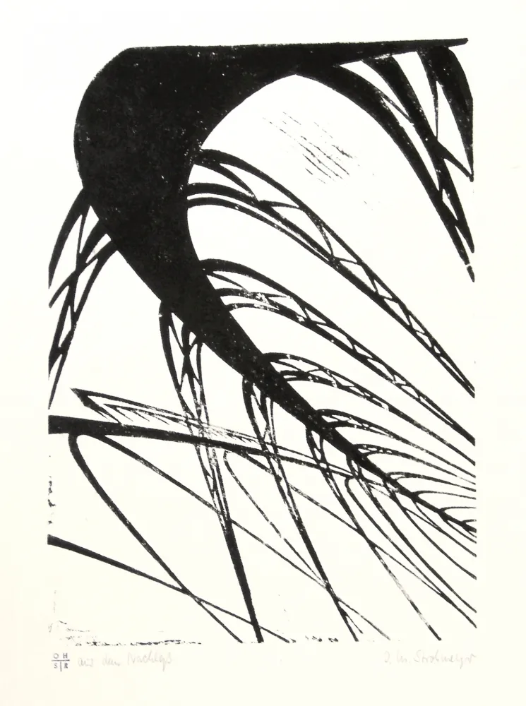 リノリウム彫版 Strohmeyer - Hochbahn (Elevated railway)