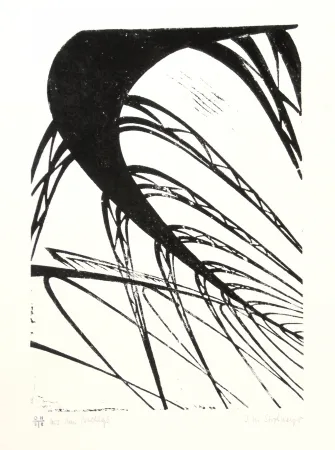 リノリウム彫版 Strohmeyer - Hochbahn (Elevated railway)