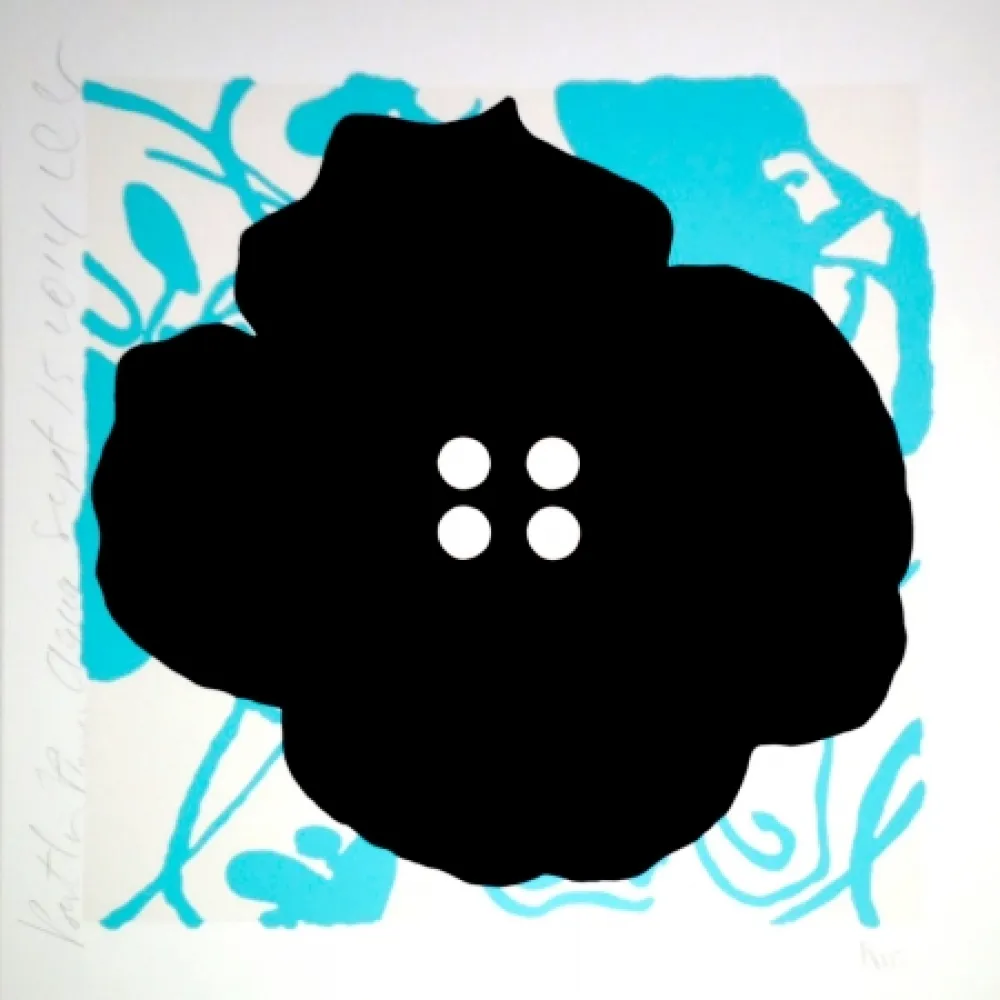 シルクスクリーン Sultan - Button Flower Aqua