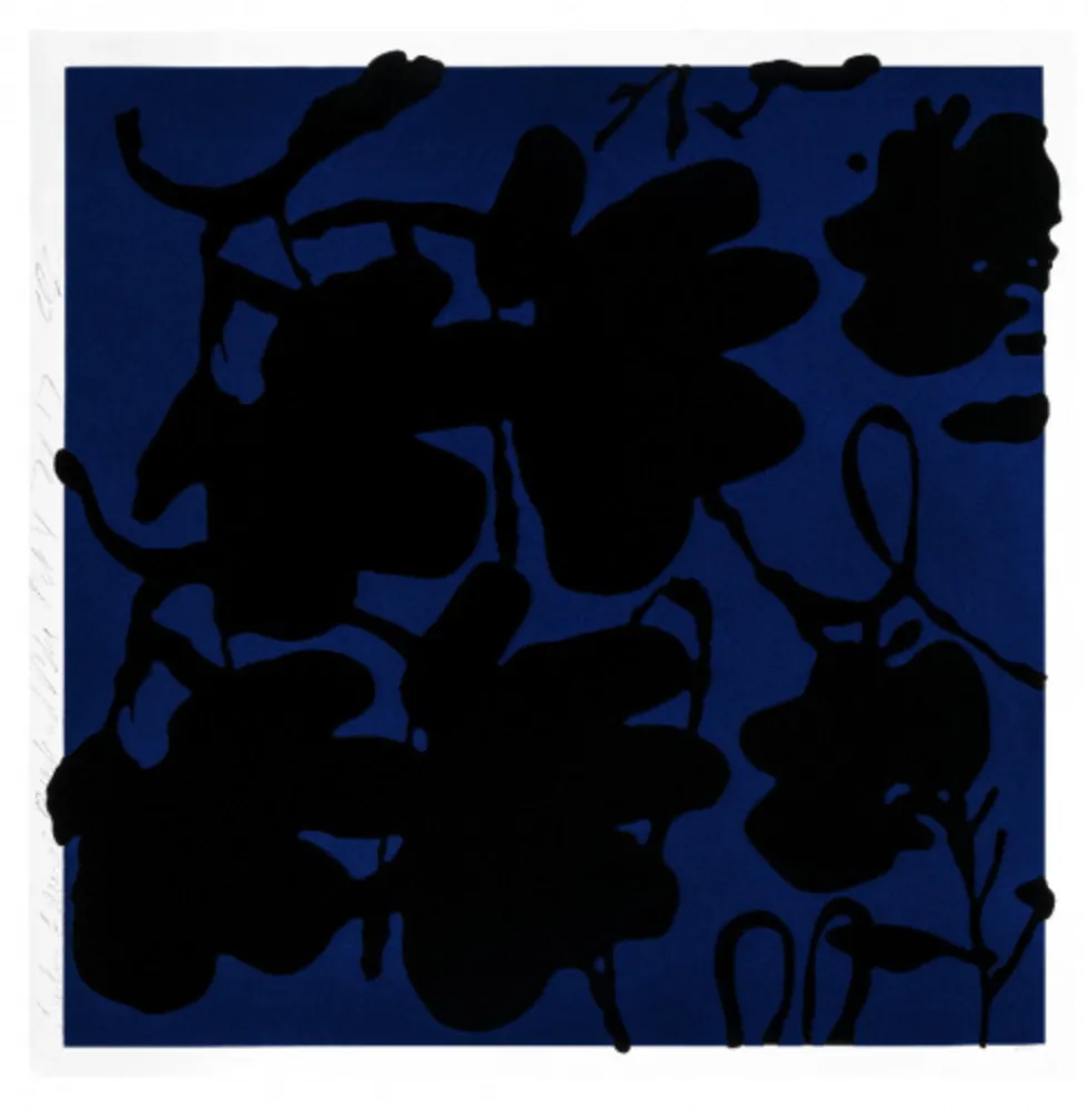 シルクスクリーン Sultan - Lantern flowers (Black & blue)