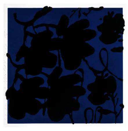 シルクスクリーン Sultan - Lantern flowers (Black & blue)