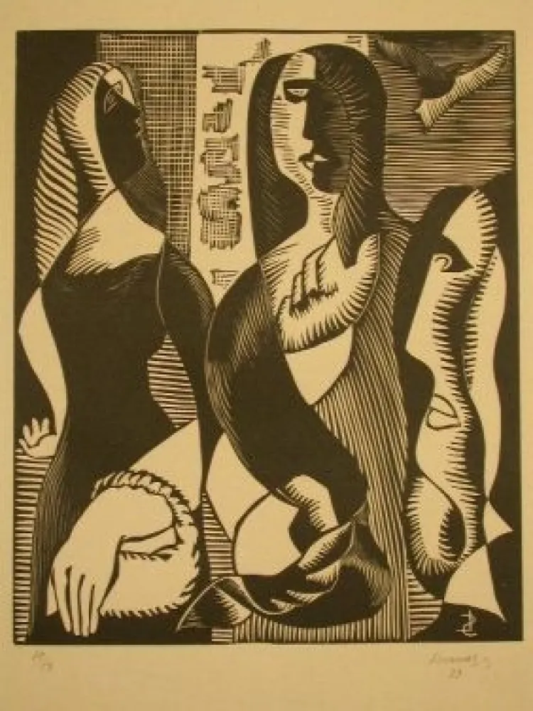 木版 Survage - Femmes Cubistique