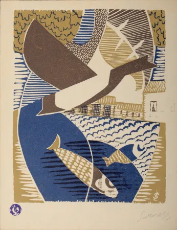 木版 Survage - Le château de l’Etang Rouge, 1926 - Hand-signed!