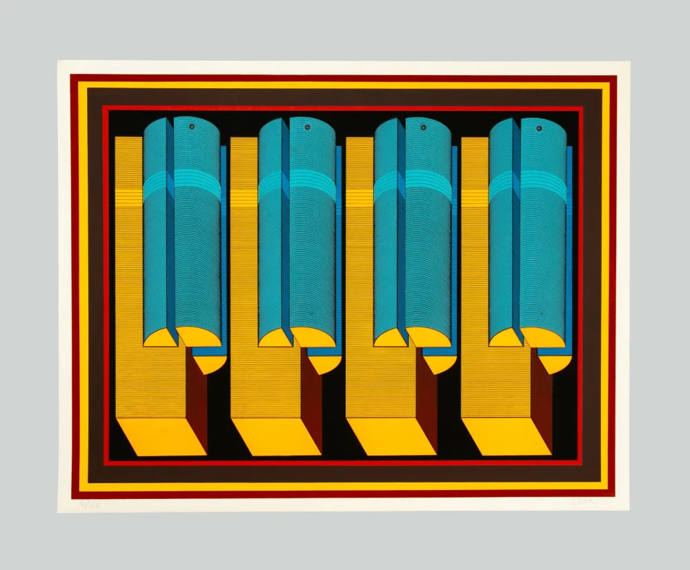 シルクスクリーン Sutej - Geometrico mobile (arancio)