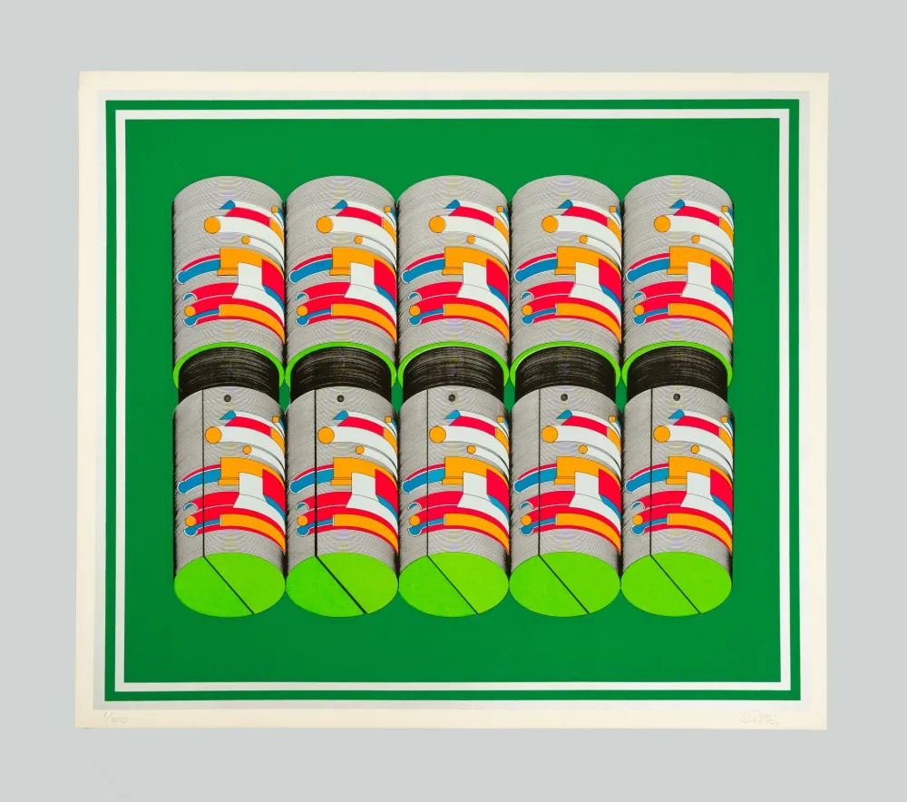 シルクスクリーン Sutej - Geometrico mobile (verde)