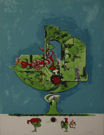 リトグラフ Sutherland - Flammes dans une forme de roche I