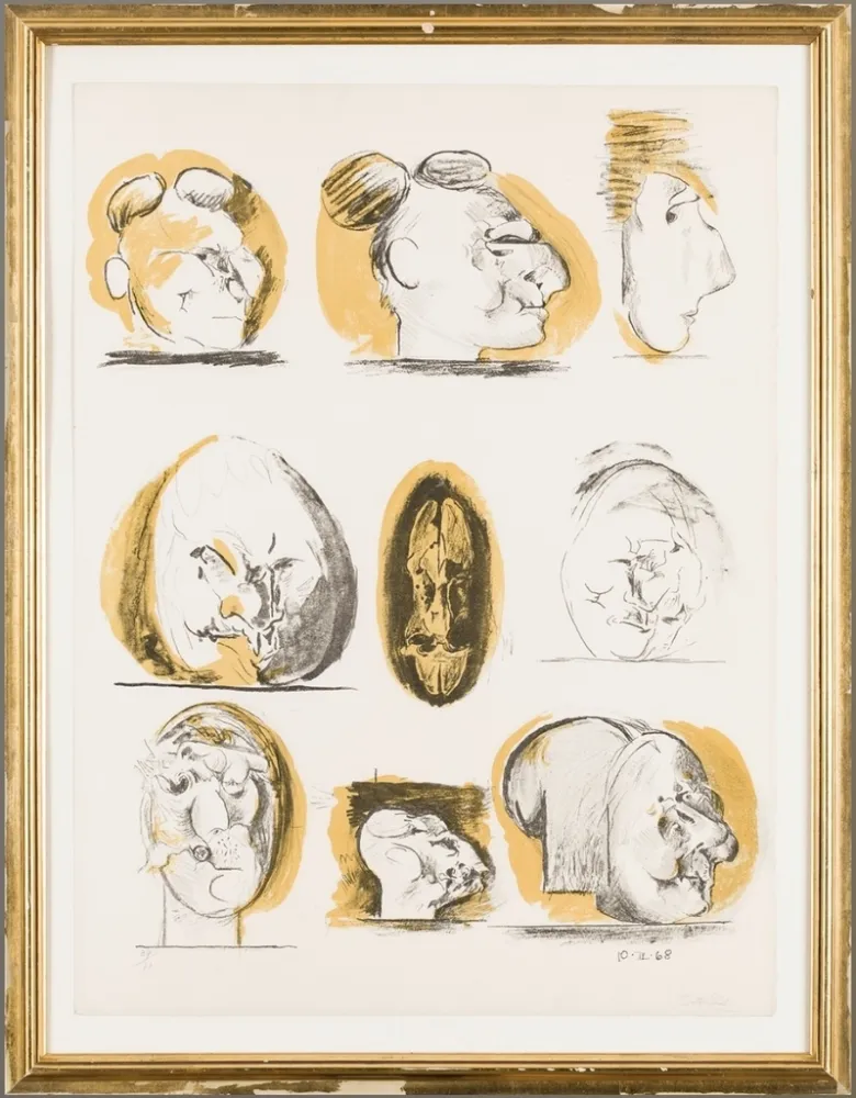 リトグラフ Sutherland - Planches D'etudes ( tetes )