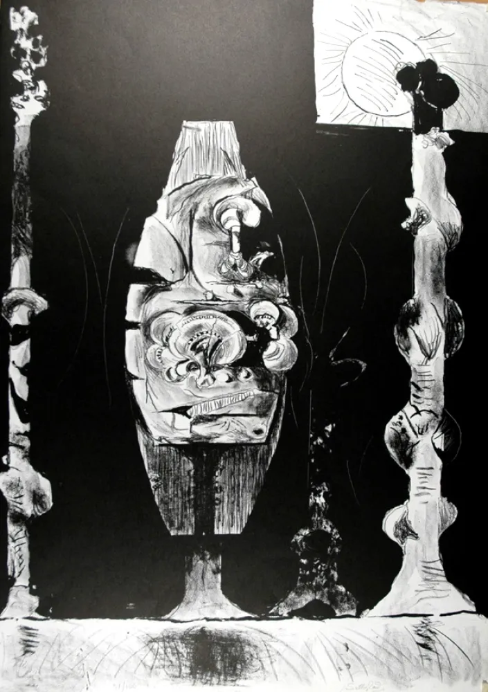 リトグラフ Sutherland - Trois formes debout