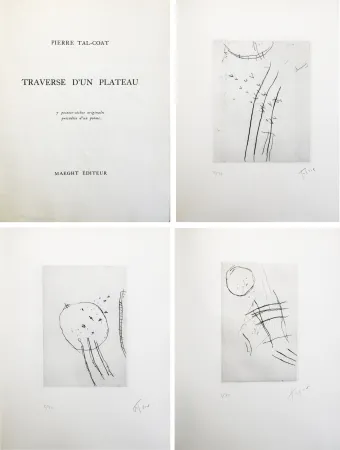 挿絵入り本 Tal Coat - TRAVERSE D'UN PLATEAU. 7 pointes sèches originales signées (1963).