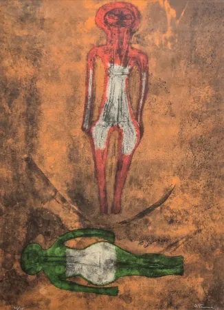 リトグラフ Tamayo - Dos Figuras