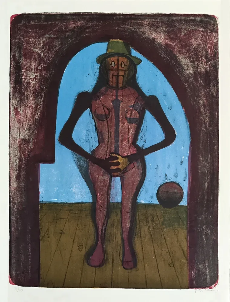 リトグラフ Tamayo - Femme au collant rose