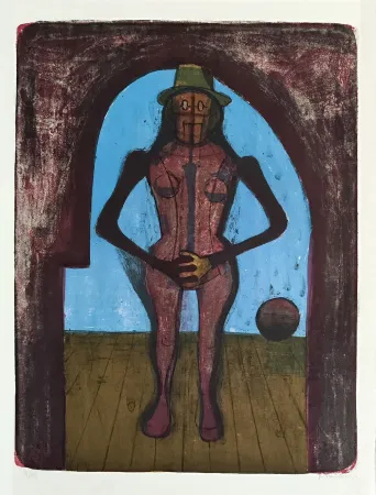 リトグラフ Tamayo - Femme au collant rose