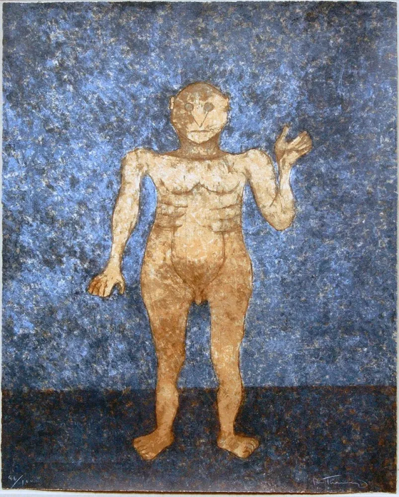 シルクスクリーン Tamayo - Hombre en ocre 