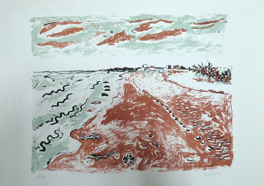 リトグラフ Tamburi - Paesaggio