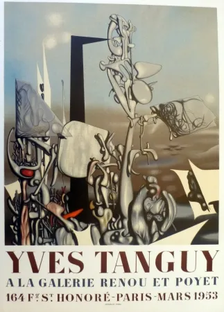 リトグラフ Tanguy - Exposition galerie Renou et Poyet 1953