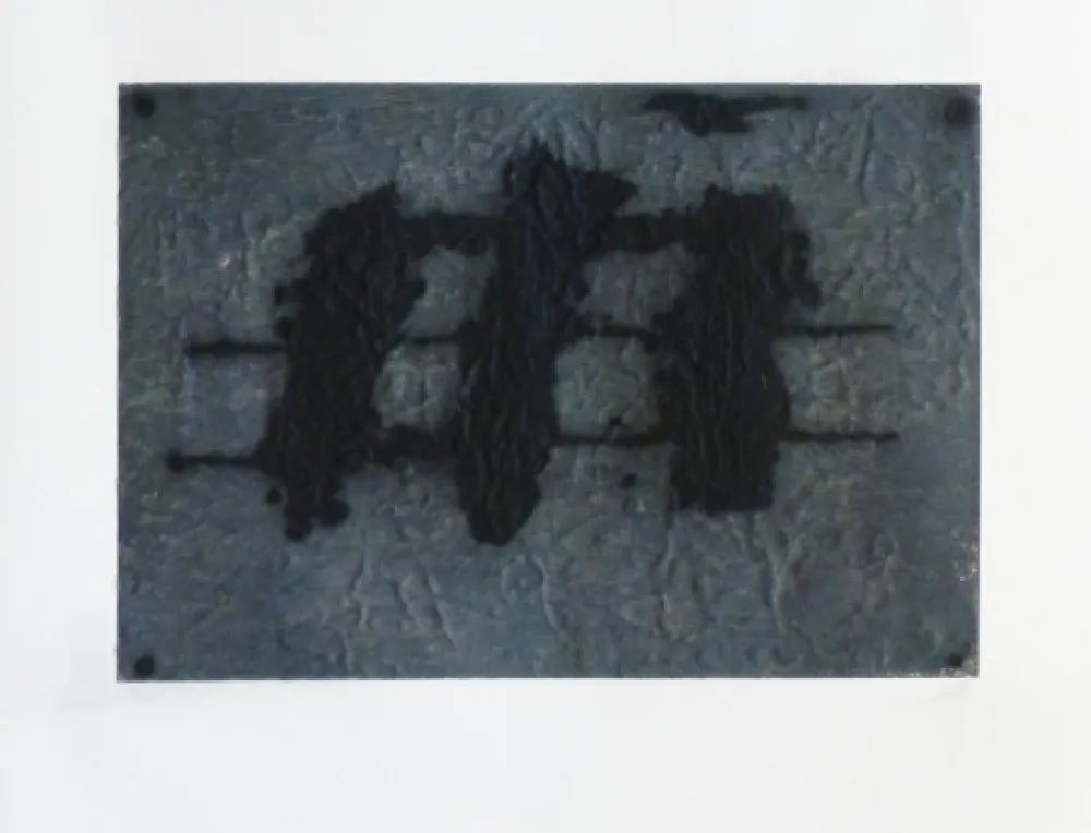 彫版 Tàpies - 3 tâches et lignes noires 