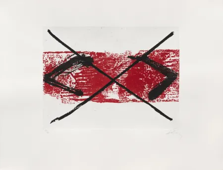 彫版 Tàpies - Bande rouge 