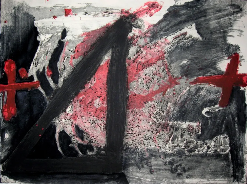 エッチングと　アクチアント Tàpies - Negre i Roig