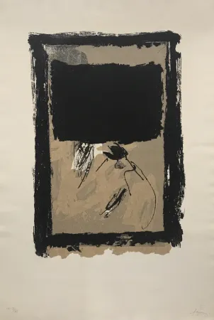 彫版 Tàpies - Rectangle Noir et Collage