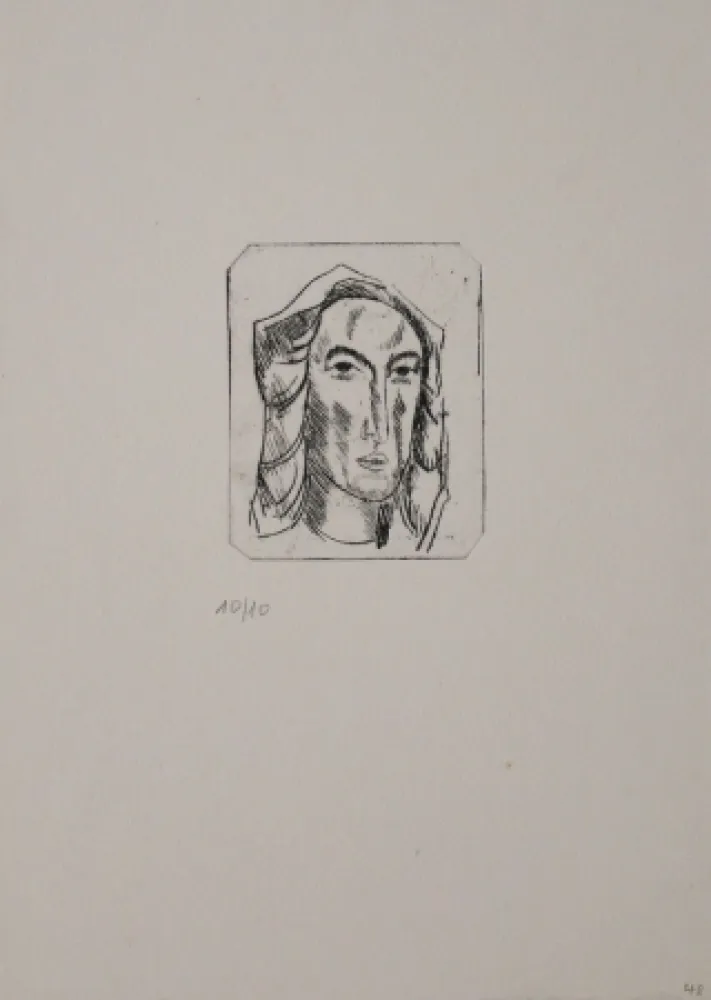 彫版 Tappert - Weiblicher Kopf mit Tuch