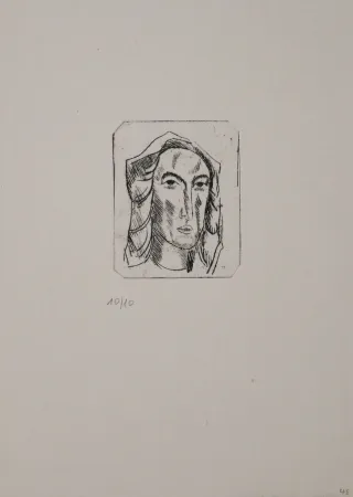 彫版 Tappert - Weiblicher Kopf mit Tuch