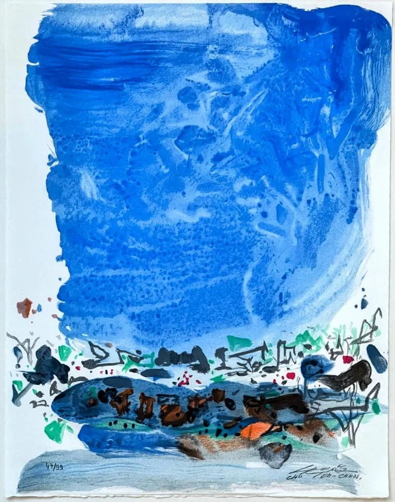 リトグラフ Teh-Chun - Saison bleue (Planche III) 