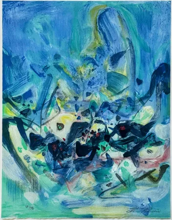 リトグラフ Teh-Chun - Saison bleue (Planche V) 