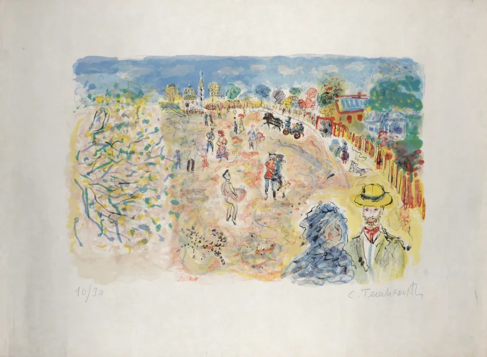 リトグラフ Terechkovich - Le parc, circa 1961 - Hand-signed