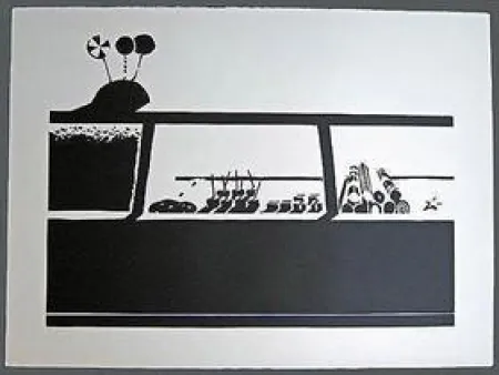 リノリウム彫版 Thiebaud - Candy Counter-State 1