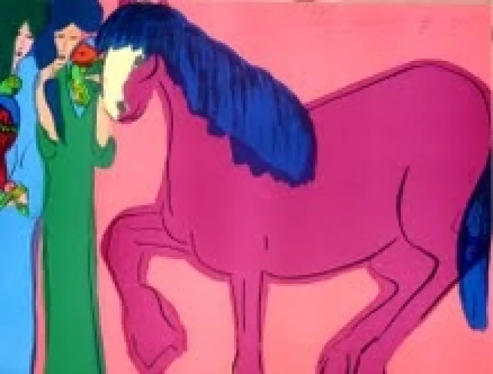 リトグラフ Ting - Cheval et geishas